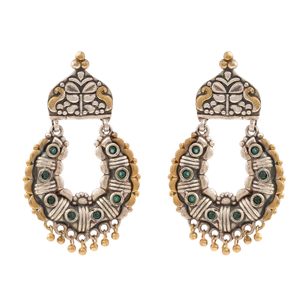 Shaam-Savera- Silver Brass Oxidised dangler earrings