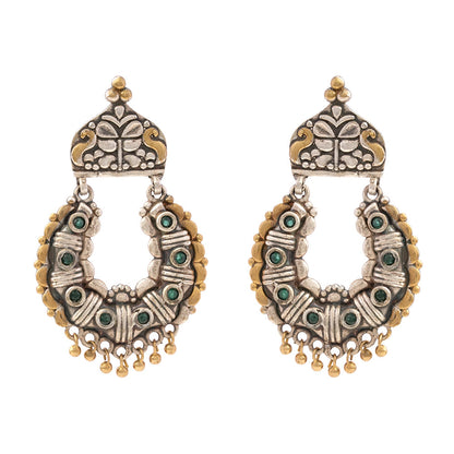 Shaam-Savera- Silver Brass Oxidised dangler earrings