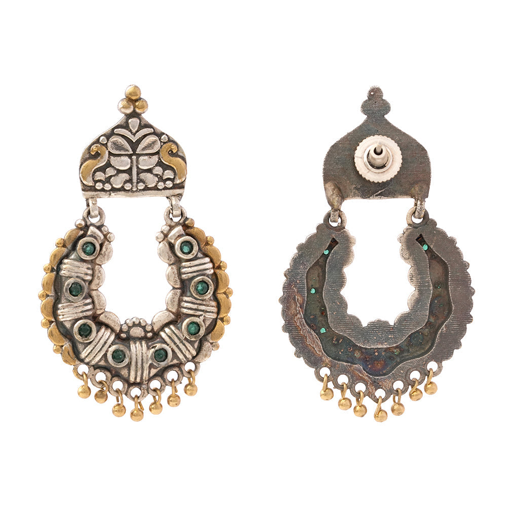 Shaam-Savera- Silver Brass Oxidised dangler earrings