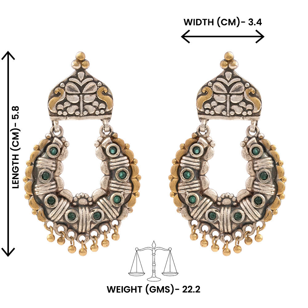 Shaam-Savera- Silver Brass Oxidised dangler earrings