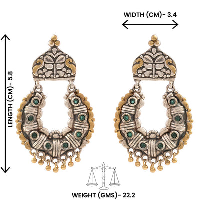 Shaam-Savera- Silver Brass Oxidised dangler earrings