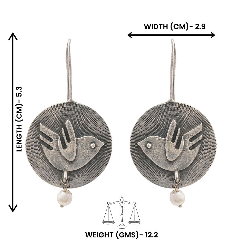 Bulbul- Silver Brass Oxidised Stud Earrings
