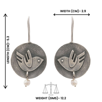 Bulbul- Silver Brass Oxidised Stud Earrings