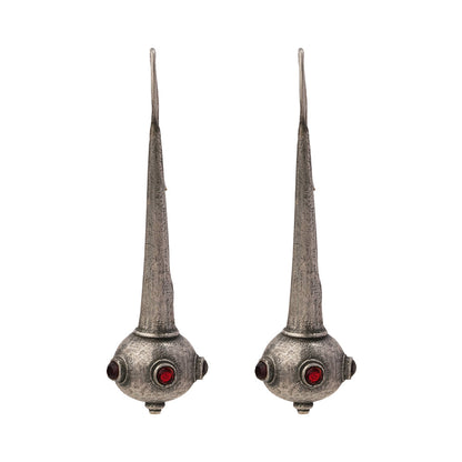Somya- Silver Brass Oxidised dangler earrings(Red)