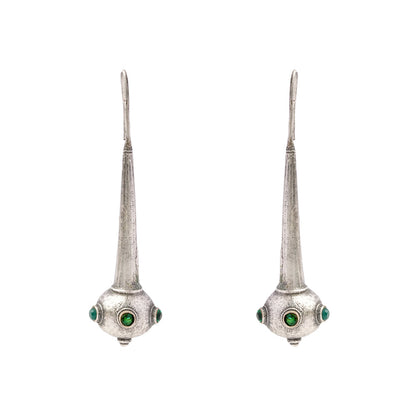 Somya- Silver Brass Oxidised dangler earrings(Green)