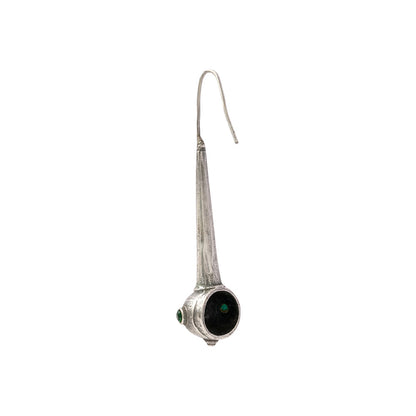 Somya- Silver Brass Oxidised dangler earrings(Green)