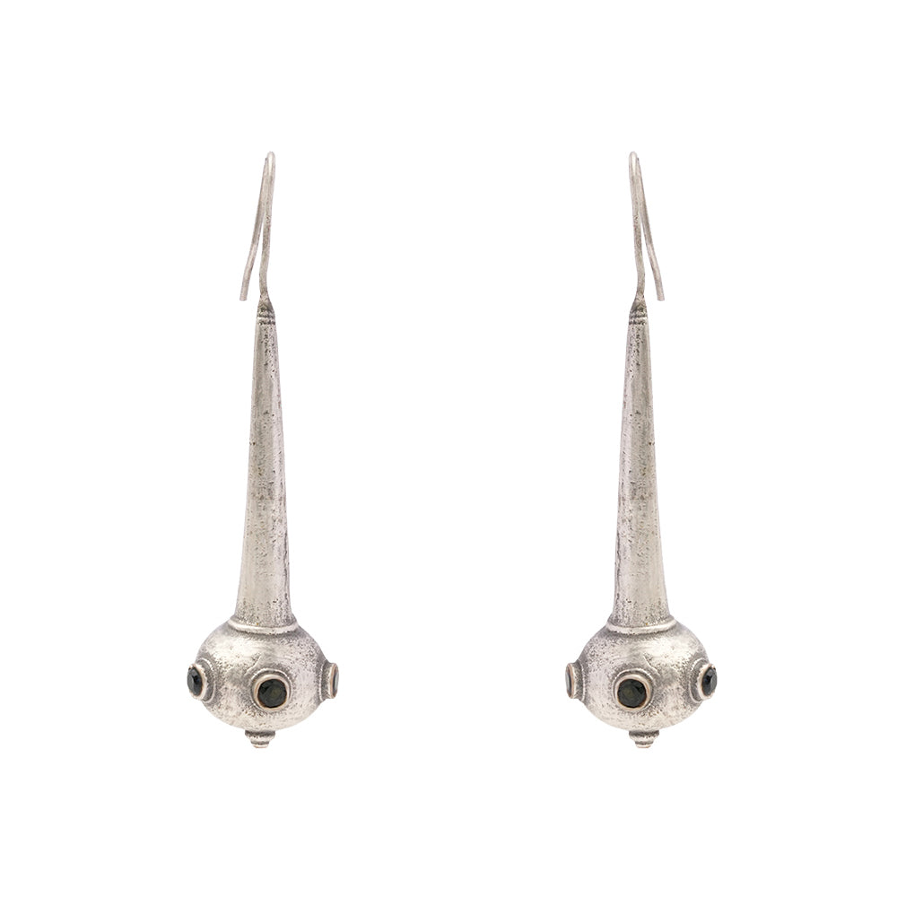 Somya- Silver Brass Oxidised dangler earrings(Black)
