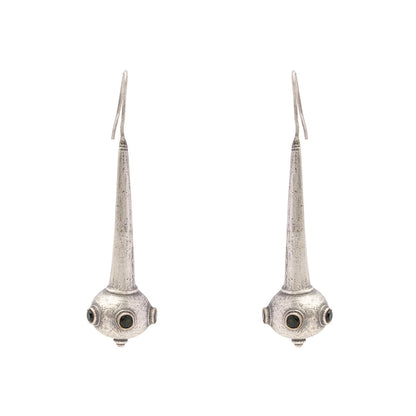 Somya- Silver Brass Oxidised dangler earrings(Blue)