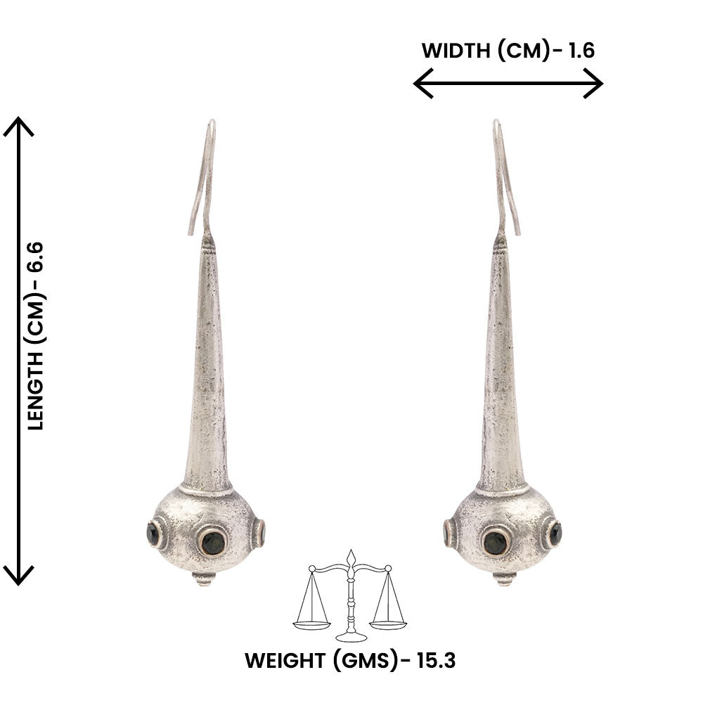 Somya- Silver Brass Oxidised dangler earrings(Green)