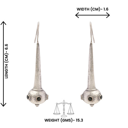 Somya- Silver Brass Oxidised dangler earrings(Green)