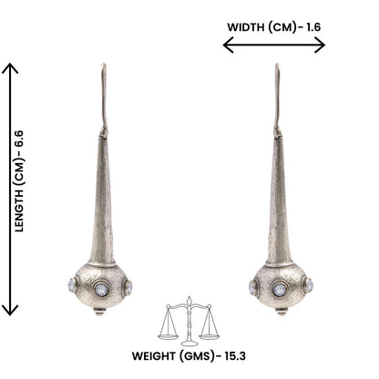 Somya- Silver Brass Oxidised dangler earrings(White)