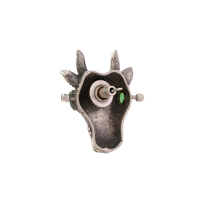 Nandi- Silver oxidised Stone-Studded stud earrings(Green)
