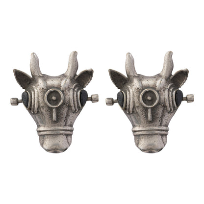 Nandi- Silver oxidised Stone-Studded stud earrings(Black)