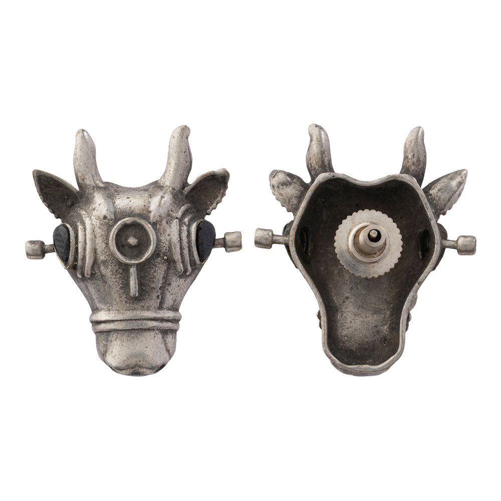 Nandi- Silver oxidised Stone-Studded stud earrings(Black)
