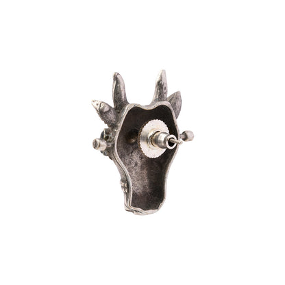 Nandi- Silver oxidised stone studded stud earrings(Blue)