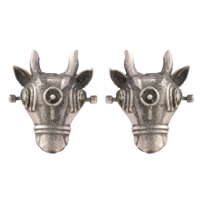 Nandi- Silver oxidised Stone-Studded stud earrings(white)