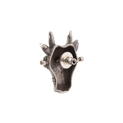 Nandi- Silver oxidised Stone-Studded stud earrings(white)