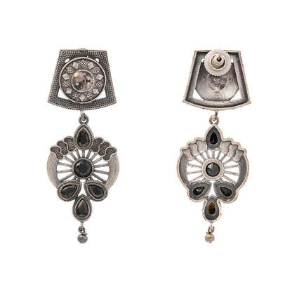 Gulbahar-Silver Brass Oxidised dangler earrings(Black)
