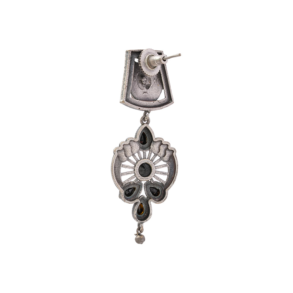 Gulbahar-Silver Brass Oxidised dangler earrings(Black)
