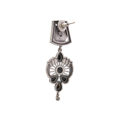 Gulbahar-Silver Brass Oxidised dangler earrings(Black)
