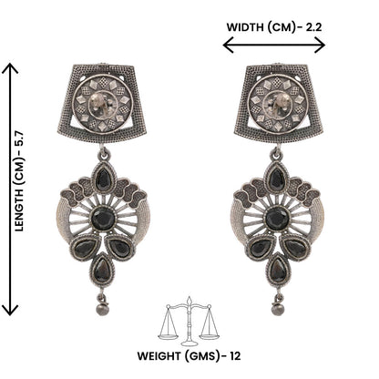 Gulbahar-Silver Brass Oxidised dangler earrings(Black)