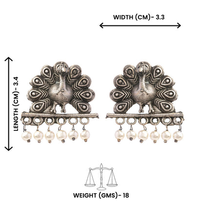 Mayurika- Silver Brass Pearl Stud Earring