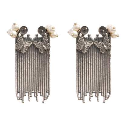 Vihangi- Silver Brass Oxidised dangler earrings