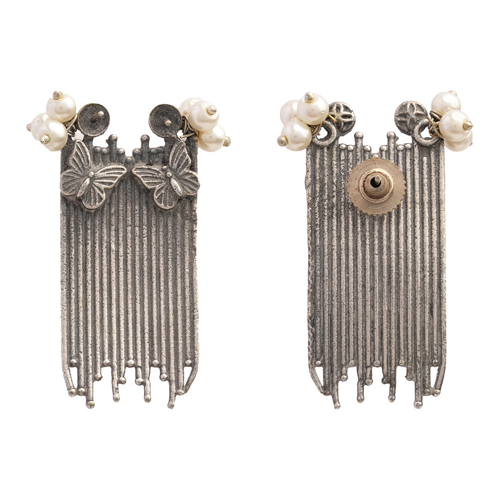 Vihangi- Silver Brass Oxidised dangler earrings