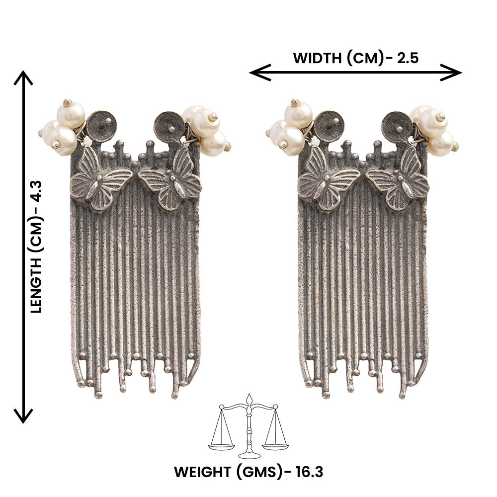 Vihangi- Silver Brass Oxidised dangler earrings