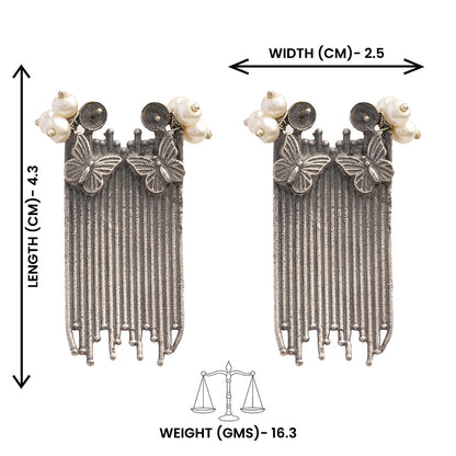 Vihangi- Silver Brass Oxidised dangler earrings