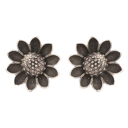 Suryamukhi- Silver Brass Oxidised stud earrings