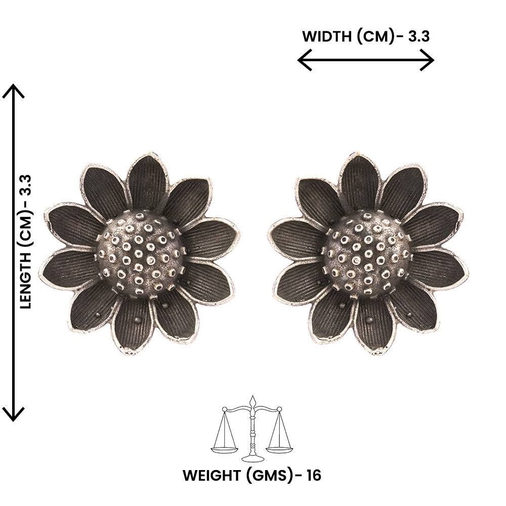 Suryamukhi- Silver Brass Oxidised stud earrings
