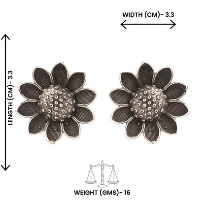 Suryamukhi- Silver Brass Oxidised stud earrings