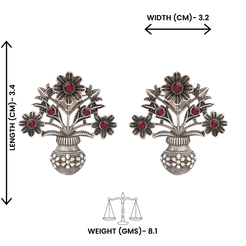 Phool- Silver Brass Oxidised stud earrings