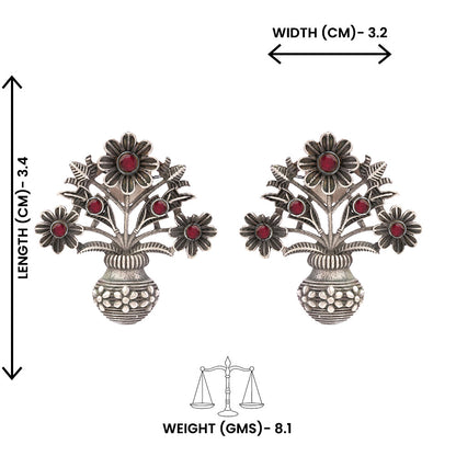 Phool- Silver Brass Oxidised stud earrings