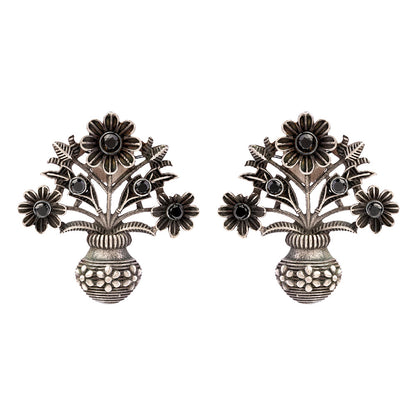 Phool- Silver Brass Oxidised stud earrings