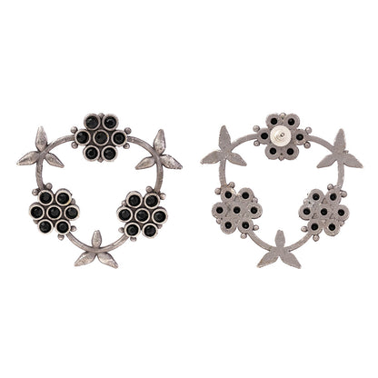 PushpMukuta- Silver Brass Oxidised dangler earrings