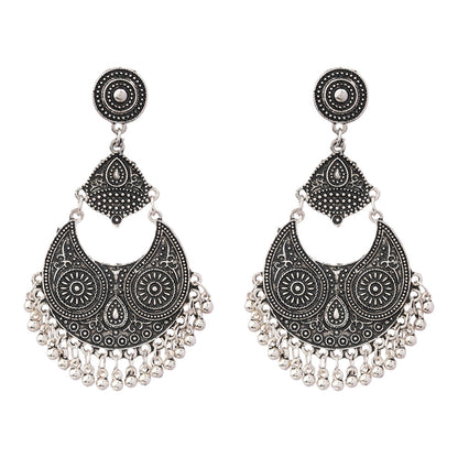 Antarika- Silver Brass Oxidised dangler earrings