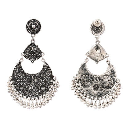 Antarika- Silver Brass Oxidised dangler earrings