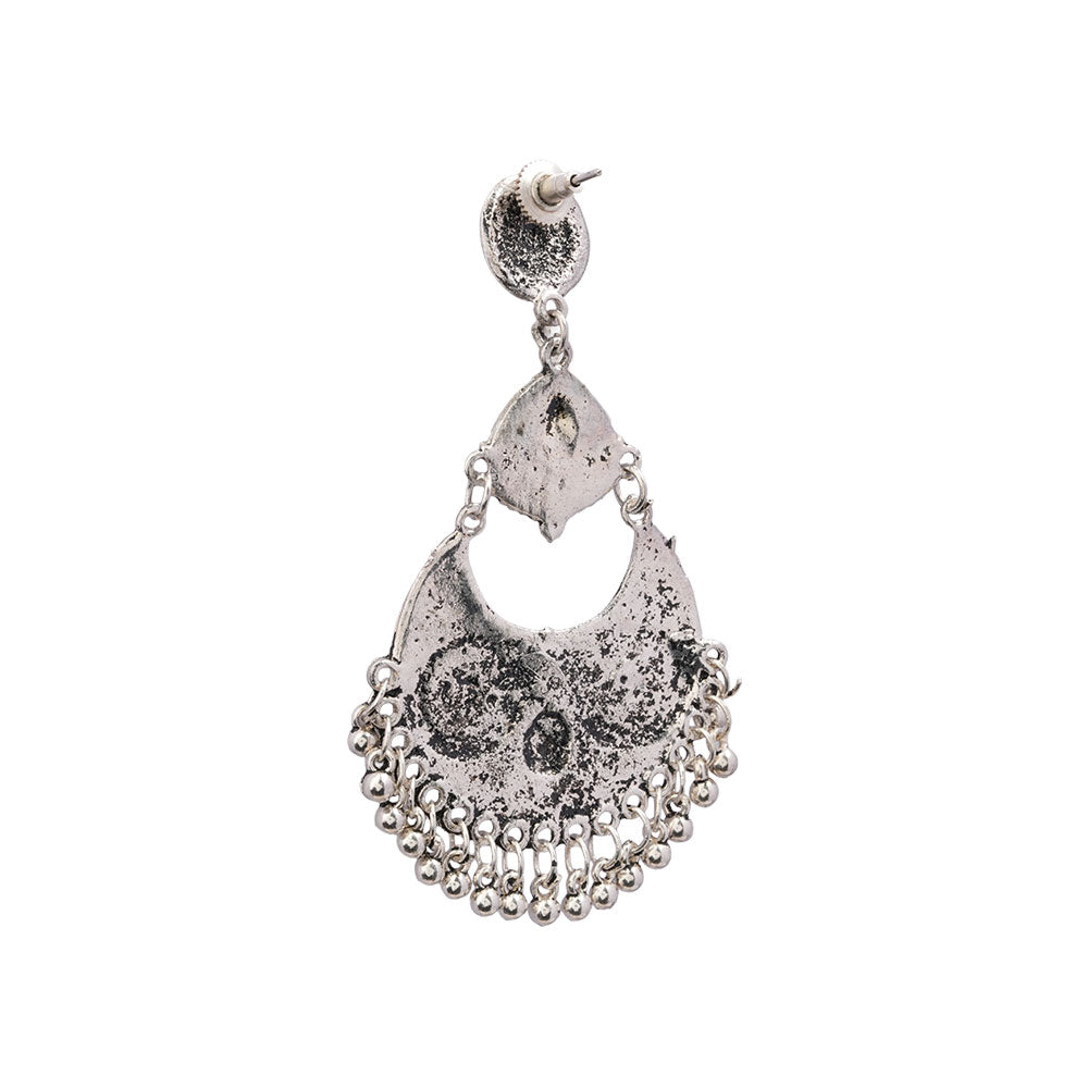 Antarika- Silver Brass Oxidised dangler earrings