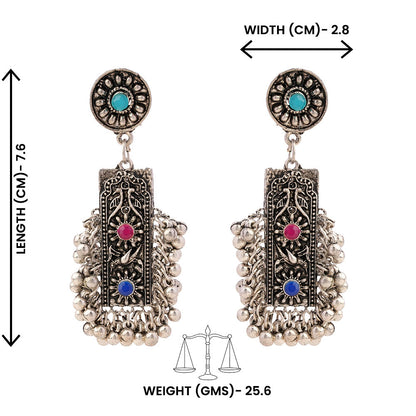Meghra- Silver Brass ghunghroo dangler earrings