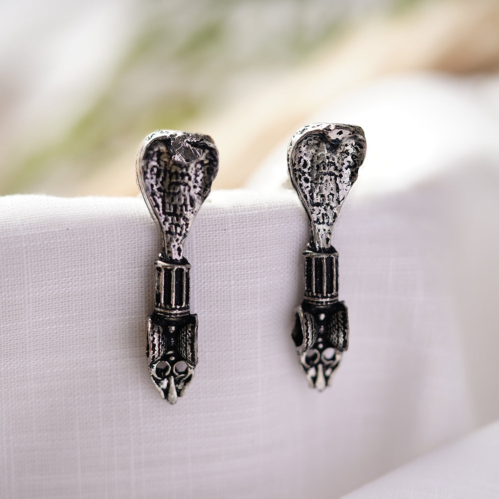 Sarpa- Silver Brass oxidised stud earrings
