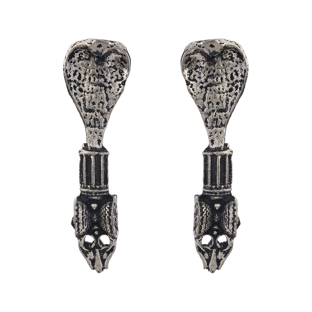 Sarpa- Silver Brass oxidised stud earrings