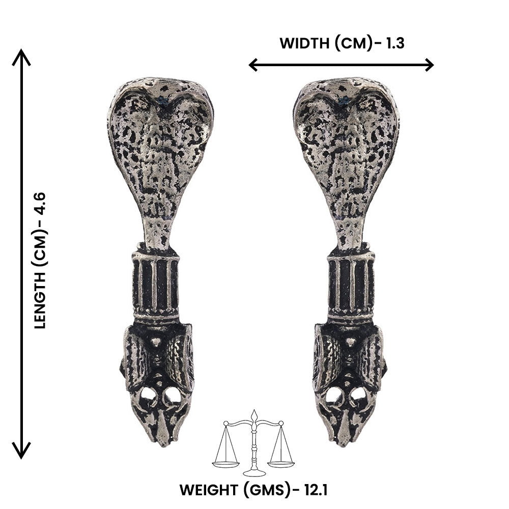 Sarpa- Silver Brass oxidised stud earrings