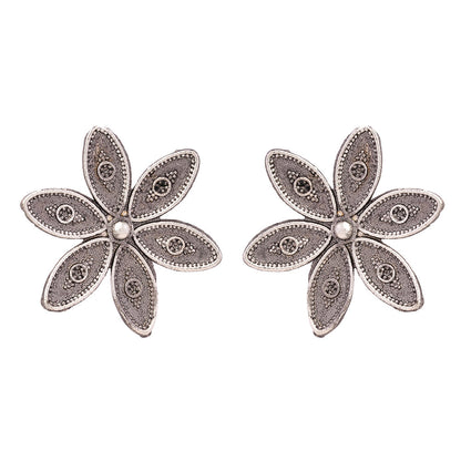 Gulika- Silver Brass Stud Oxidised Earrings