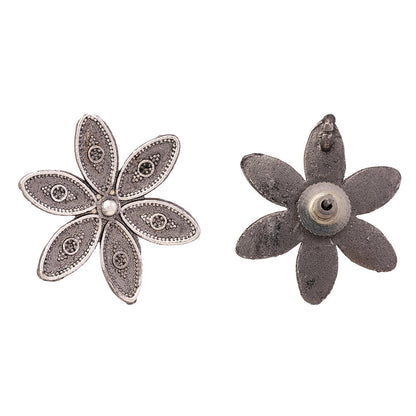 Gulika- Silver Brass Stud Oxidised Earrings