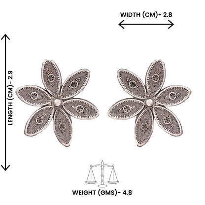 Gulika- Silver Brass Stud Oxidised Earrings