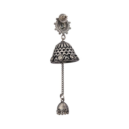 Antara- Kundan Studded Oxidised Jhumka Earrings