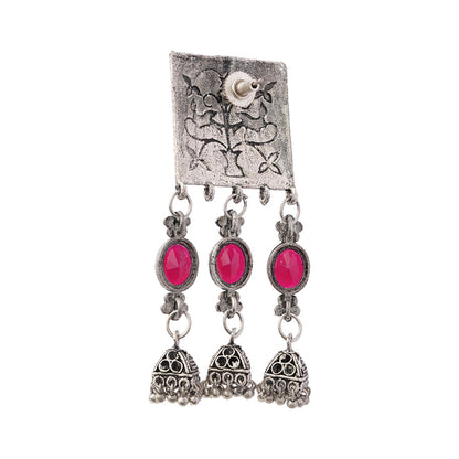 Divyani – Silver Brass Oxidised Dangler Earrings