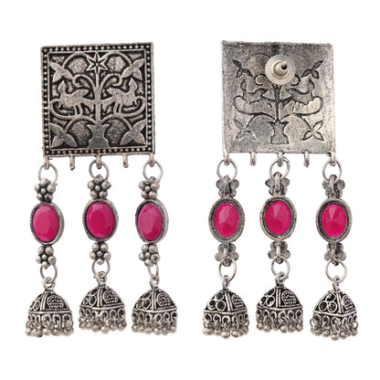 Divyani – Silver Brass Oxidised Dangler Earrings